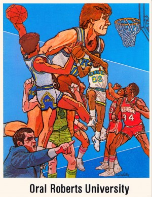 Oral Roberts University ORU Retro Basketball Poster