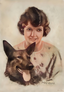 artist walt otto woman with dog