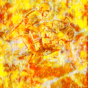 1951 Autumn Color Football Digital Painting