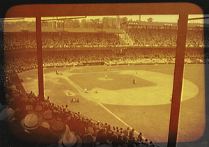 Baseball Game at Griffith Stadium View of People and Diamond During Game 