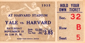 1935 Harvard vs. Yale Ticket Stub Art