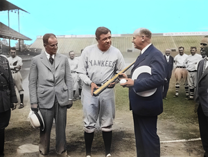 Babe Ruth Color Photo Blue Sky Art