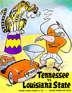 1967 Tennessee Vols vs. LSU Tigers Football Program Art