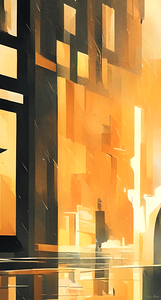 city storm with sunlight