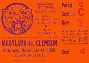 clemson ticket stubs