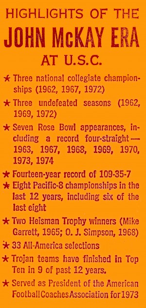 coach john mckay usc football highlights poster art