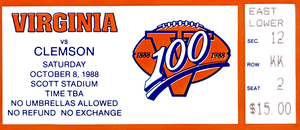 1988 Virginia Cavaliers Football Ticket Art