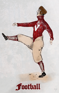 Early 1900s Nebraska Football Punt Art