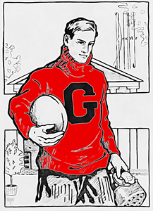 Early 1900s Georgia Bulldog Football Player Art