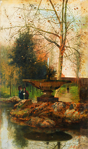 figures by the fountain 
