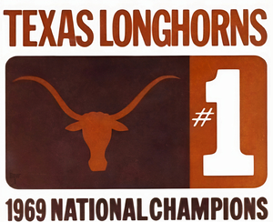 1969 Texas Longhorns National Champions Art