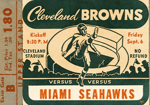 1946 Miami Seahawks vs. Cleveland Browns Ticket Art