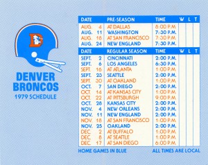 football schedule poster 1979 denver broncos wall art