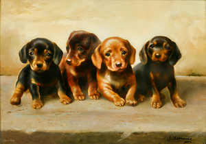 Four Puppies by Carl Reichart