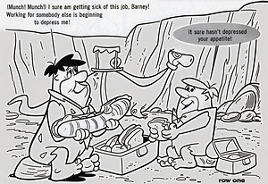 Fred Flintstone and Barney Rubble Eating Lunch