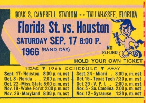 1966 Florida State Seminoles Ticket Stub Art