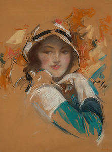 harrison fisher young beauty in bonnet