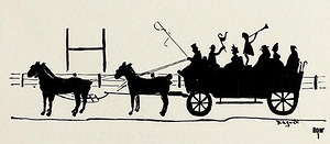 horse buggy early 1900s football art