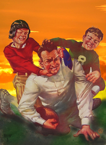 Kids Playing Football with Dad