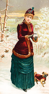 late 1800s woman in snow