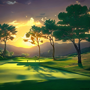 Lavender Sky Sunset Golf Course Art