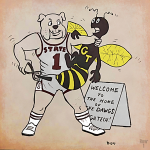 Retro MSU Bulldog Basketball Cartoon Art
