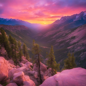 mountains at sunset ai art