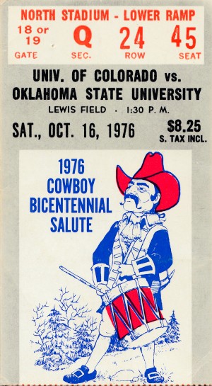 1976 Colorado vs. Oklahoma State Football Ticket Art