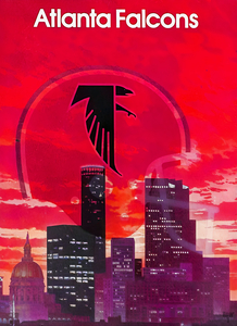 Retro Atlanta Falcons Skyline Sunset Art