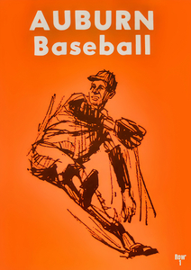 Retro Auburn Tigers Throwback Baseball Art