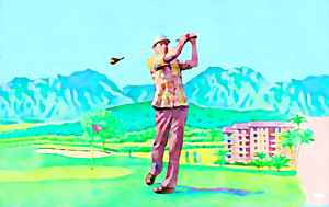 Retro Eighties Golfing Paradise Art