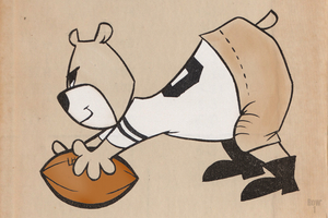 Retro Sixties Cartoon Bear Football Art