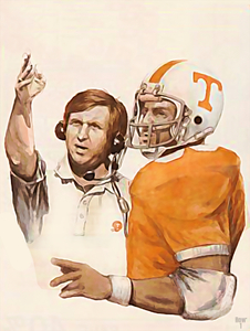 Johnny Majors Retro Seventies Tennessee Vols Football Art