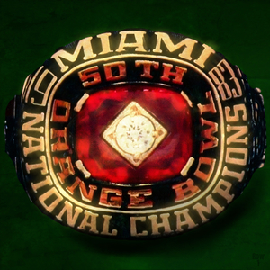 1983 Miami Hurricanes National Championship Ring Art