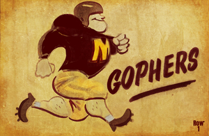 Vintage Minnesota Gopher Football Player Art