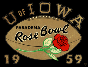 1959 U of Iowa Rose Bowl Football Art