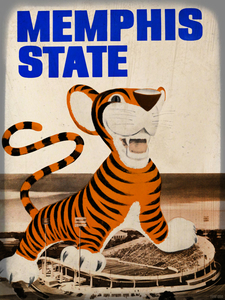 Vintage Sixties Memphis State Cartoon Tiger Football Art