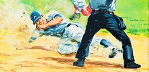 safe at home baseball art