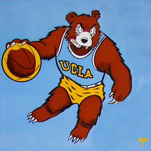 Sixties UCLA Dribbling Bruin Basketball Cartoon