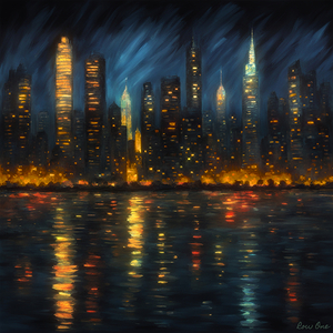skyscrapers at night ai art