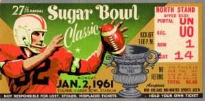 sugar bowl ticket stubs 1961 ole miss rebels art