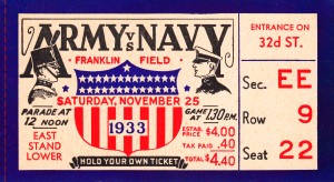 1933 Army vs. Navy Football Ticket Stub Art