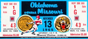 1965 Oklahoma Sooners vs. Missouri Tigers Ticket Art