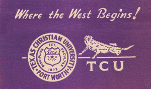 Vintage TCU Horned Frog Art Where the West Begins