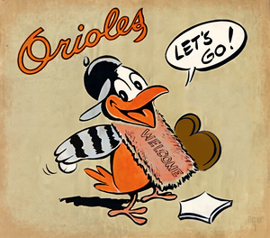 Vintage Fifties Baltimore Orioles Art