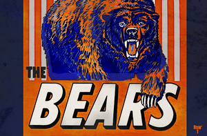 Vintage Chicago Bears Art Metal Sign