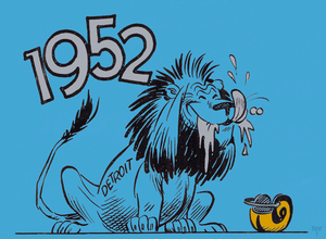 Vintage Detroit Lions Football Cartoon Art