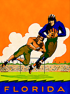 Vintage Thirties Florida Gators Football Art