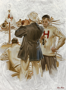 vintage harvard rowing art