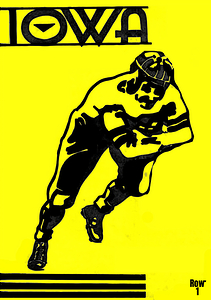 vintage iowa football player art